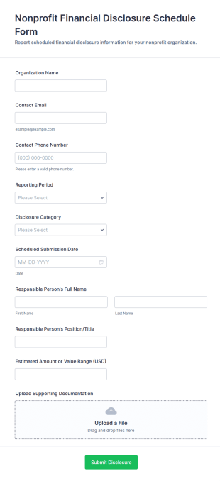 Nonprofit Financial Disclosure Schedule Form Template