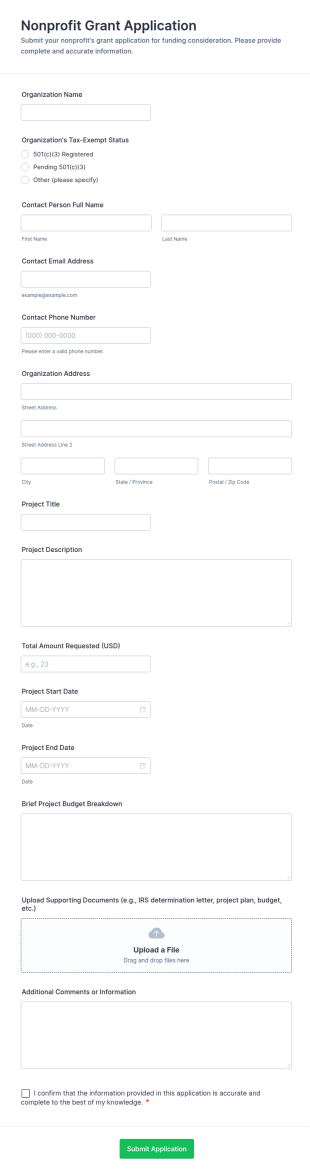 Nonprofit Grant Application Form Template