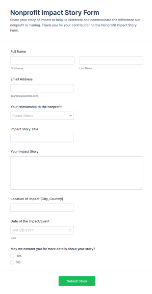 Nonprofit Impact Story Form Template