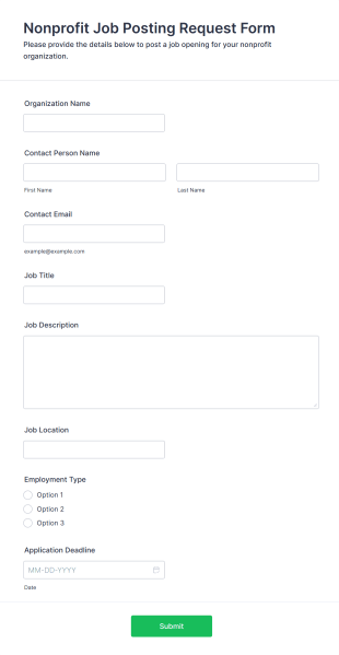 Nonprofit Job Posting Request Form Template