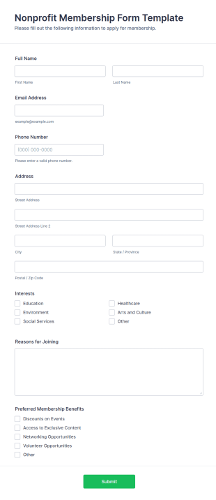 Nonprofit Membership Form Template