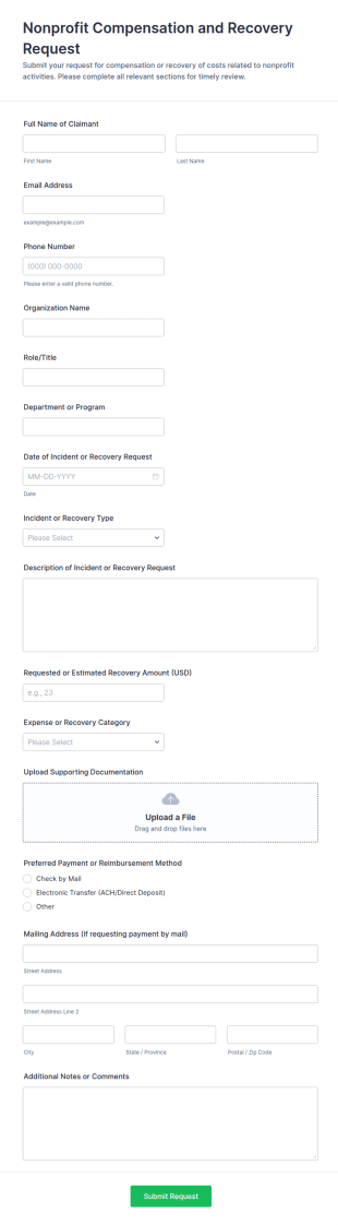 Nonprofit Organization Compensation And Recovery Form Template