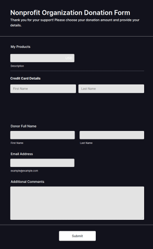 Nonprofit Organization Donation Form Template