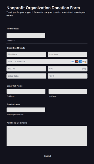 Nonprofit Organization Donation Form Template