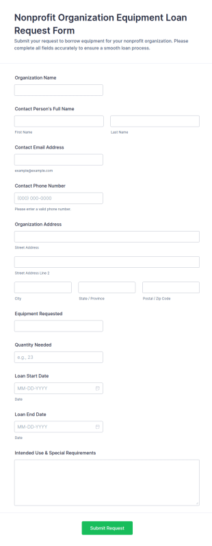 Nonprofit Organization Equipment Loan Request Form Template