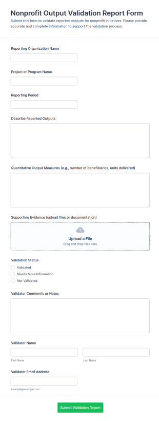Nonprofit Output Validation Report Form Template