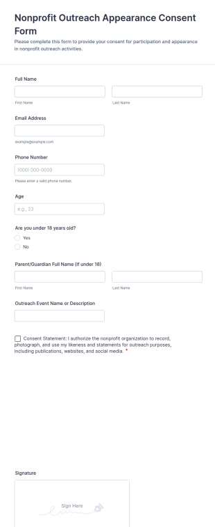 Nonprofit Outreach Appearance Consent Form Template