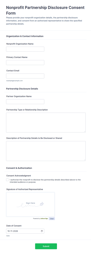 Nonprofit Partnership Disclosure Consent Form Template