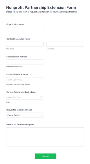 Nonprofit Partnership Extension Form Template