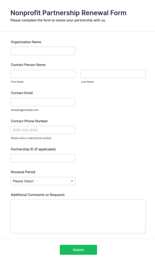Nonprofit Partnership Renewal Form Template