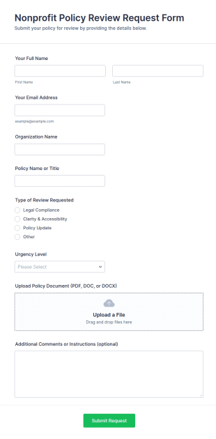 Nonprofit Policy Review Request Form Template