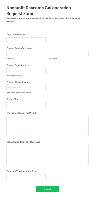 Nonprofit Research Collaboration Request Form Template