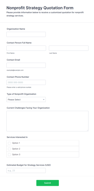 Nonprofit Strategy Quotation Form Template