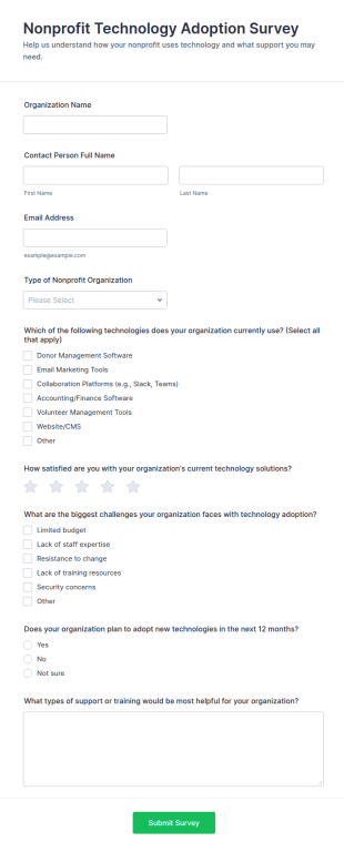 Nonprofit Technology Adoption Survey Form Template