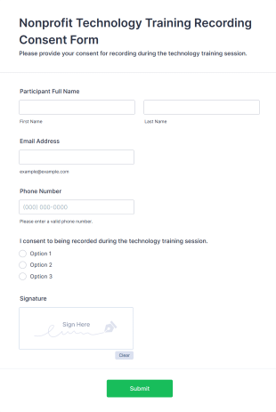 Nonprofit Technology Training Recording Consent Form Template