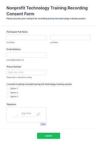 Nonprofit Technology Training Recording Consent Form Template