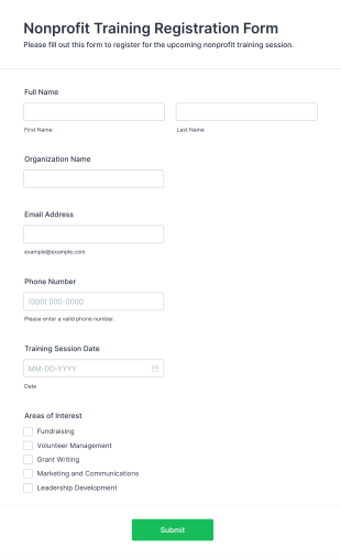 Nonprofit Training Registration Form Template