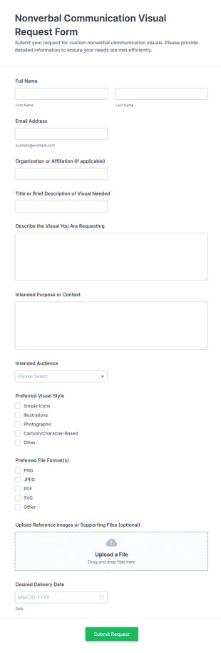 Nonverbal Communication Visual Request Form Template
