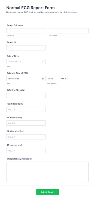 Normal ECG Report Form Template