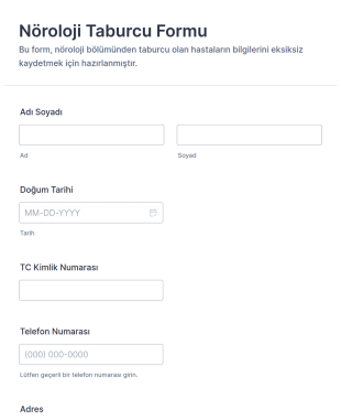 Nöroloji Taburcu Form Şablonu