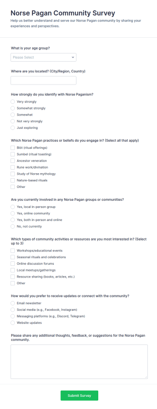 Norse Pagan Community Survey Form Template