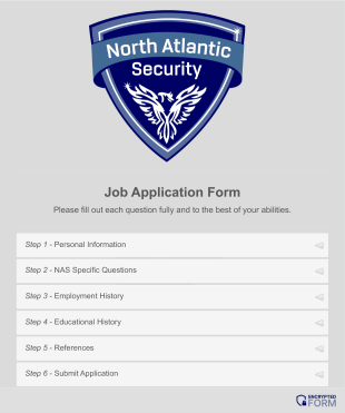 North Atlantic Security: Application For Employment Form Template