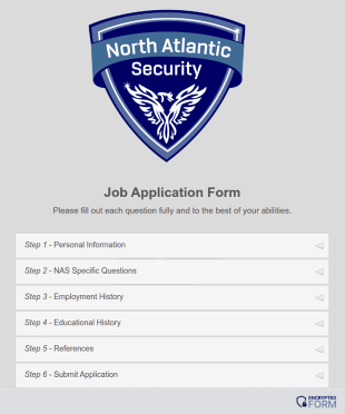 North Atlantic Security: Application For Employment Form Template