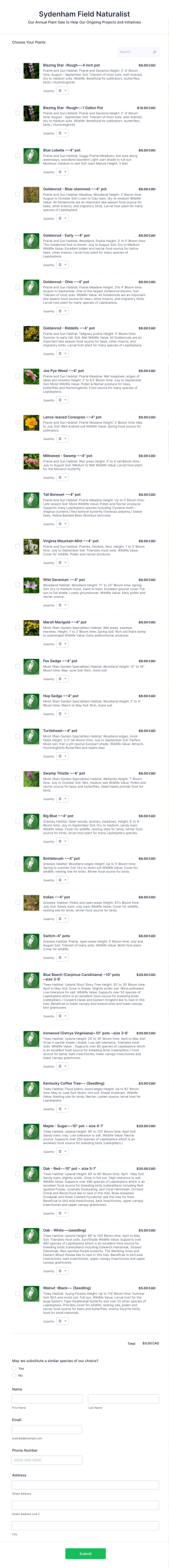 Not Profit Plant Order Form Template