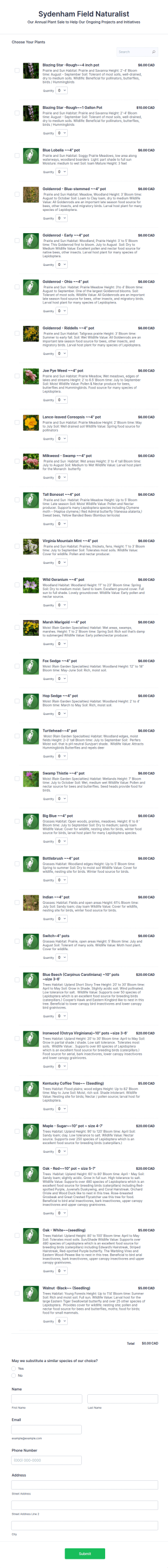 Not Profit Plant Order Form Template