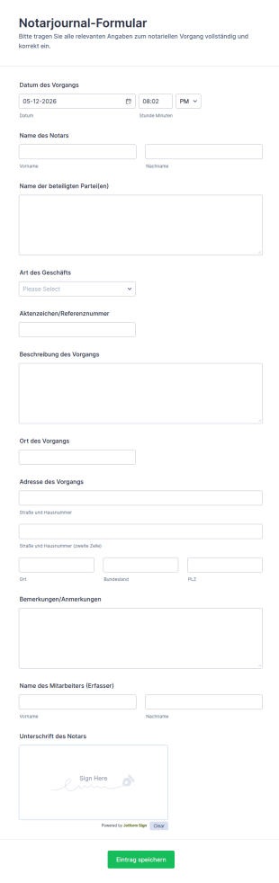 Notar Registerkarte