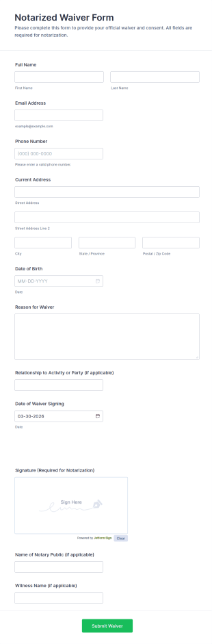 Notarized Waiver Form Template