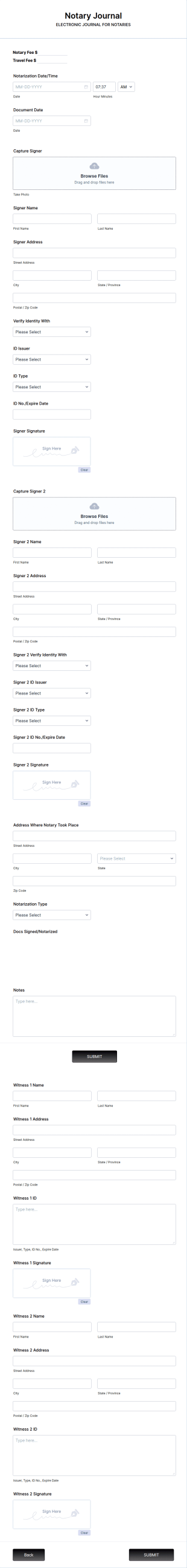 Notary Journal Form Template