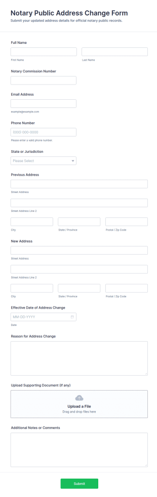 Notary Public Address Change Form Template