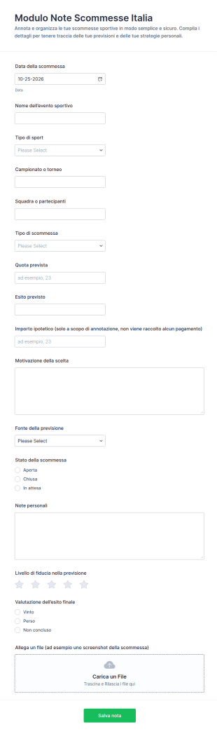 Note Di Scommesse Form