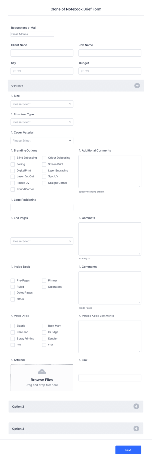 Notebook Brief Form Template