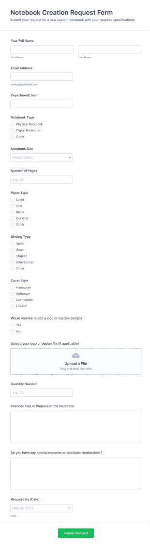 Notebook Creation Request Form Template
