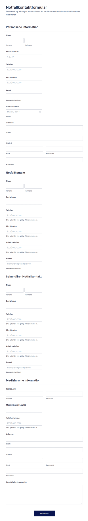 Notfallkontaktformular