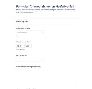 Notfallmeldung Für Medizinische Vorfälle Formular