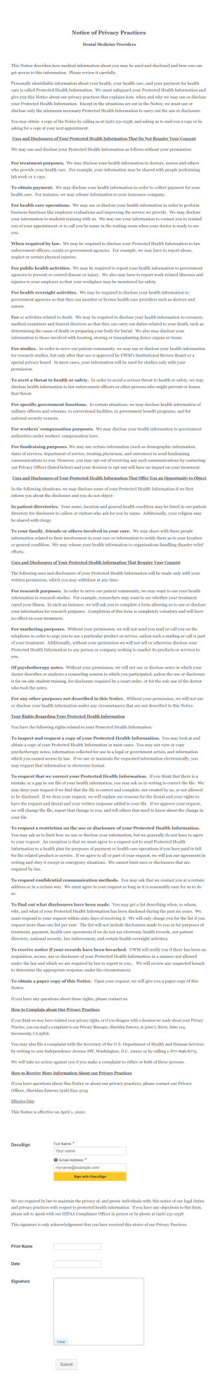 Privacy Practice Notice Form Template