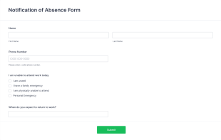 Notification Of Absence Form Template
