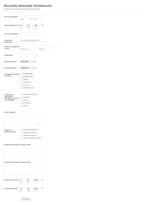 Nouvelle Demande D'embauche Form Template