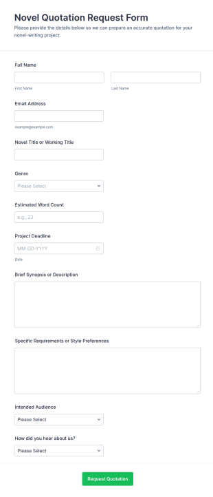 Novel Quotation Request Form Template