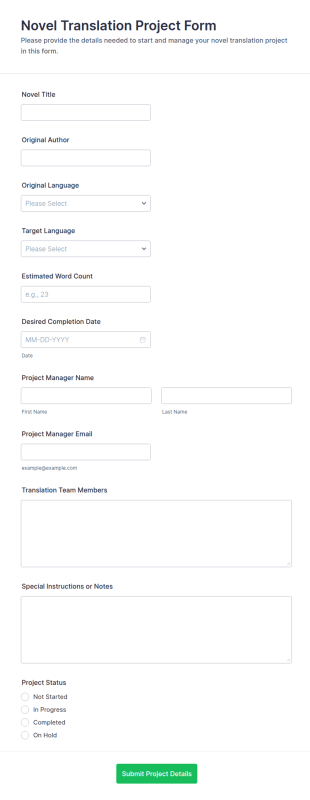 Novel Translation Project Form Template