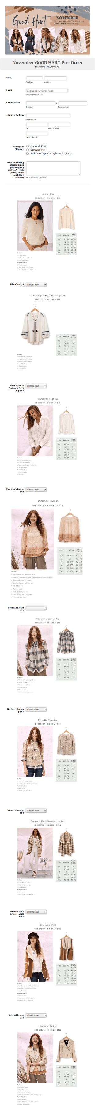 November Good Hart Pre Order Form Template