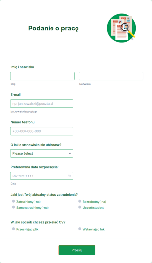 Nowe Podanie O Pracę