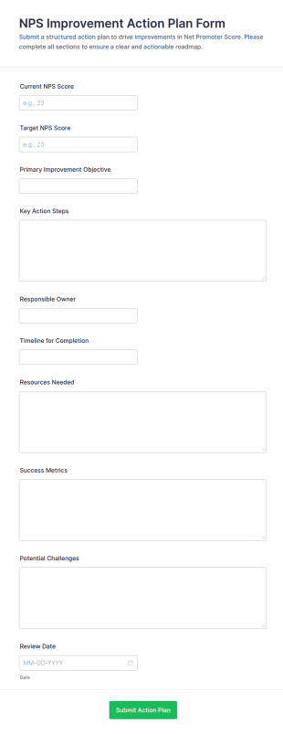NPS Improvement Action Plan Form Template
