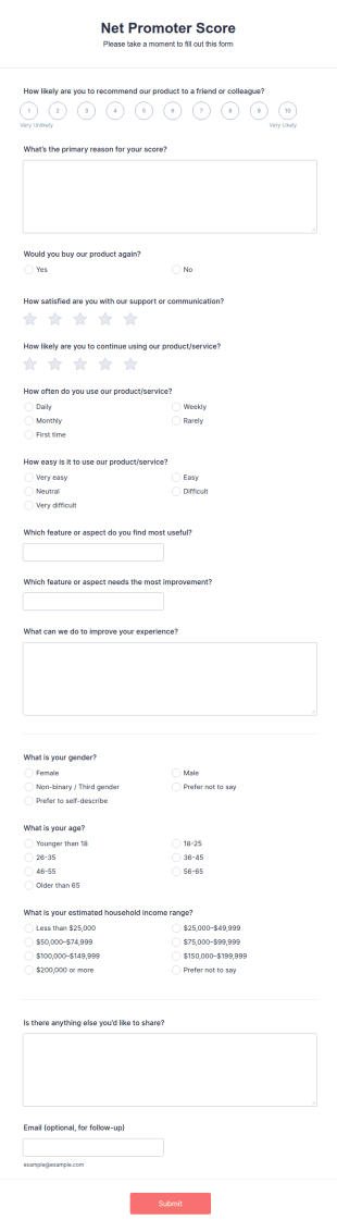 NPS Survey Form Template