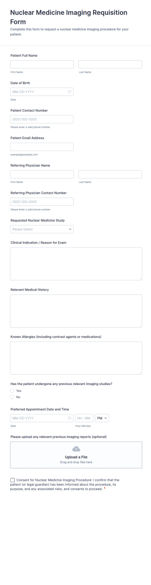 Nuclear Medicine Imaging Requisition Form Template