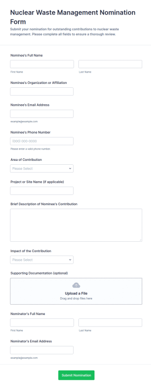 Nuclear Waste Management Nomination Form Template