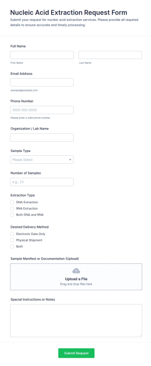 Nucleic Acid Extraction Request Form Template